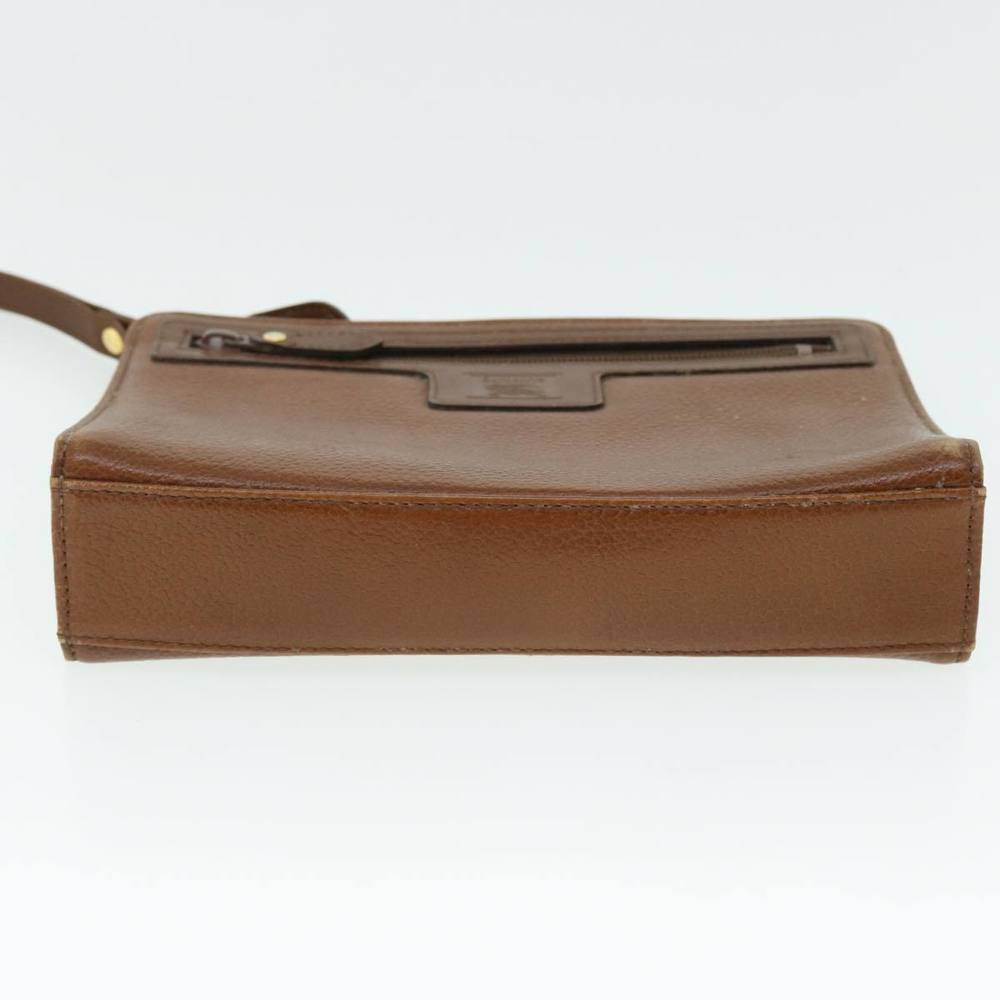 Burberrys Clutch Bag Leather Brown Auth 51663 - Picture 5 of 16